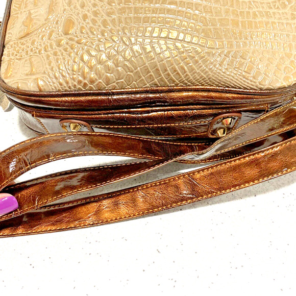 Y2K MC Marc Chantal Purse 2-Tone Moc Croc Textured Patent Crossbody Shoulder Bag - Picture 7 of 12